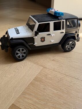 BRUDER kids  Police SUV Toy Car - Black & White with Blue Light